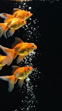 Bubbles Rising in Dark Water with Fish Silhouette