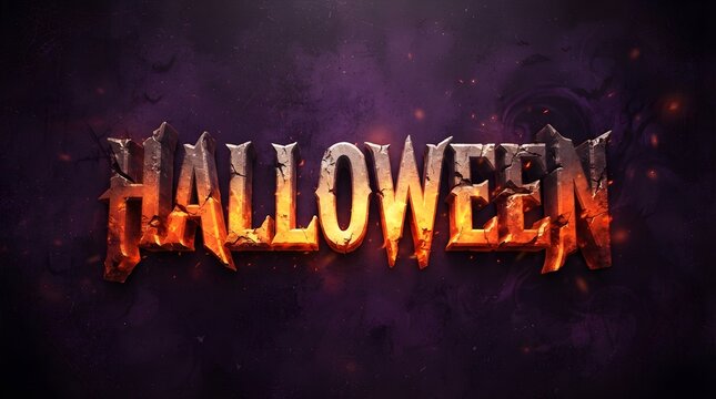 Halloween text logo with cracked stone texture