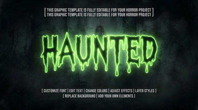 Haunted horror text effect template