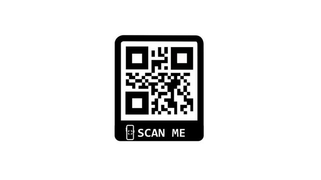 QR code for smartphone. Inscription scan me with smartphone icon. Qr code for payment. Vector illustration on motion graphics animation concept.