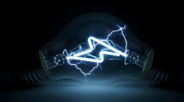 Electric Lightning Inside Lightbulb with Sparks and Power Surge Effect
