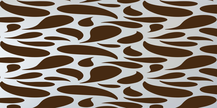 Brown Paisley Pattern on White Background.