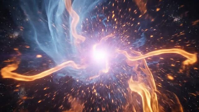 Dynamic Energy Clash of Fire and Water in a Cosmic Explosion