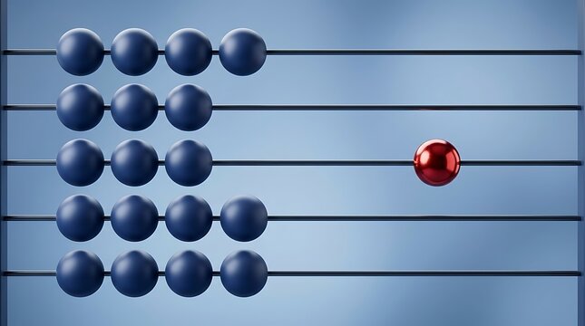 Red ball among silver spheres on metal grid. Contrasting colorful object highlighted in monochrome industrial background.