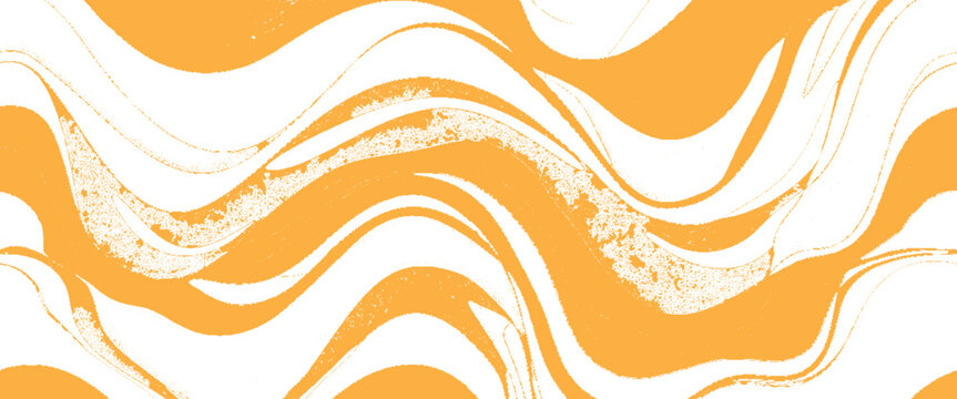 Abstract wavy pattern with orange and white distressed texture and grainy effect