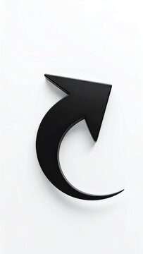 A bold, black arrow curves upward and to the right, casting a subtle shadow