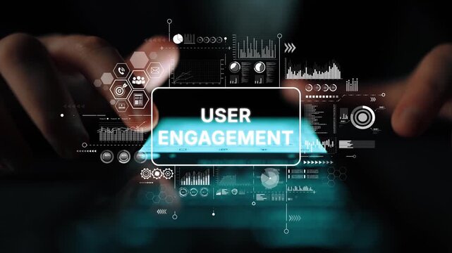 Hands Engaging with Smartphone Display Focused on User Engagement Sign in Dark Environment. Asymptotic smart data analytic.