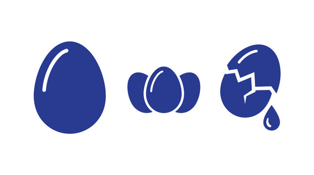 Egg progression icon set showing whole and cracked egg with breakfast ingredient nutrition illustration preparation foodstuff culinary homemade minimalist