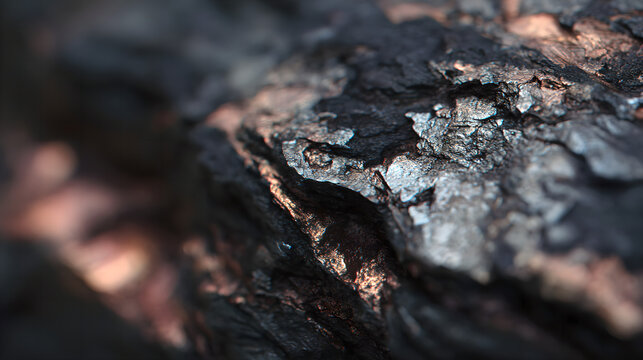 Close up of natural copper veins embedded in bedrock, rich copper metallic luster, realistic geological rock texture, emphasizing advanced energy storage materials and strategic mineral significance