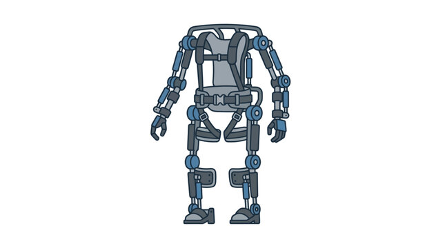 Industrial robotic exoskeleton suit for human physical augmentation and heavy lifting assistance.