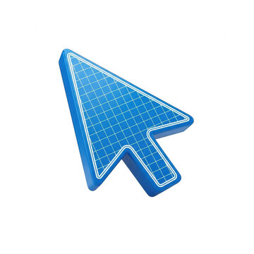 Blue computer mouse cursor arrow icon isolated on transparent background