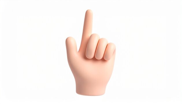 3D Pointing Finger Hand Icon in Minimal Clay Style