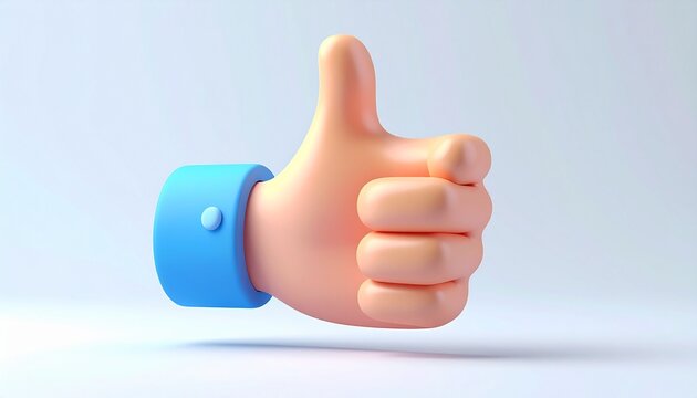 Modern 3D Pointing Hand Symbol Thumb Up for Mobile App Interface