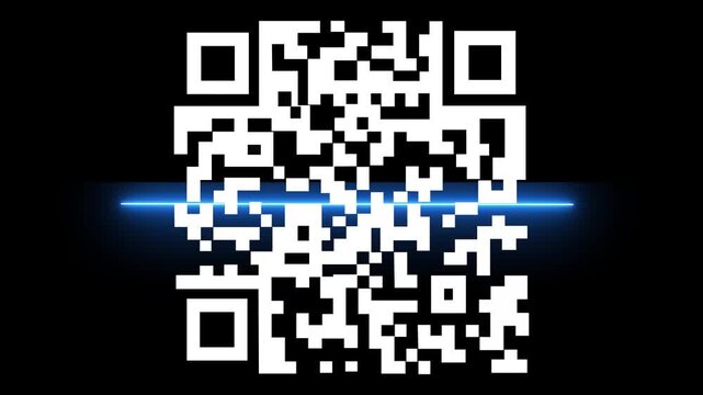 new year holidays qr code icon information scan. Motion graphics of QR code black background,4k
