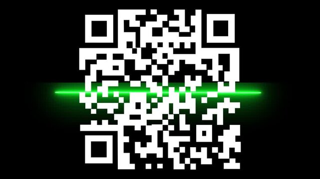 new year holidays qr code icon information scan. Motion graphics of QR code black background,4k