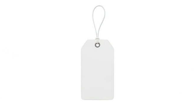 Blank paper price tag with string loop isolated on transparent background