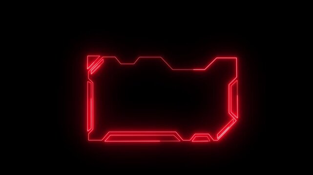 Futuristic frame animation with blue neon glow. Futuristic frame digital interface border design. Futuristic frame technology display motion graphic on black background for tech.4k