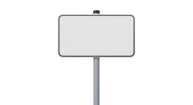 Blank metal road sign on a pole isolated on transparent background