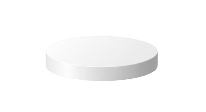 Simple white round podium for product display isolated on transparent background