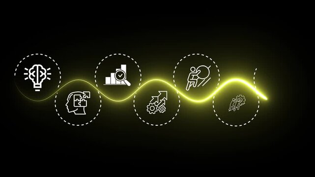 Work smart not hard concept. Blending both hard work with smart work and becoming efficiently effective. Increasing productivity performance.  Animation of smart work. 4k video. 