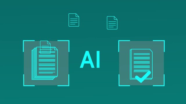 AI Document Comparison and Automated File Verification with Intelligent Document Processing System.4k Motion graphics Animation.
