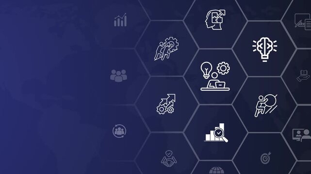 Work smart not hard concept. Blending both hard work with smart work and becoming efficiently effective. Increasing productivity performance.  Animation of smart work. 4k video. 