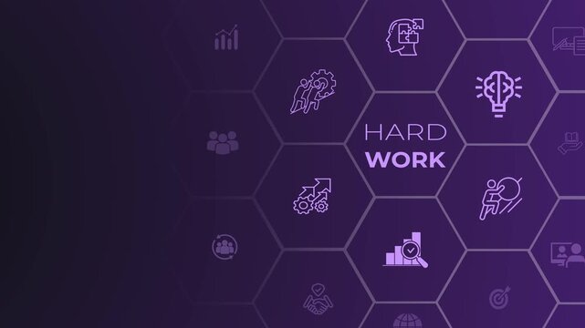 Work smart not hard concept. Blending both hard work with smart work and becoming efficiently effective. Increasing productivity performance.  Animation of smart work. 4k video. 