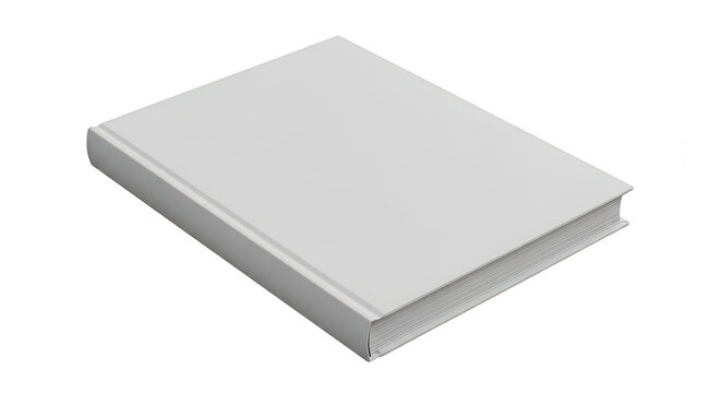 Blank white closed hardback book mockup isolated on transparent background