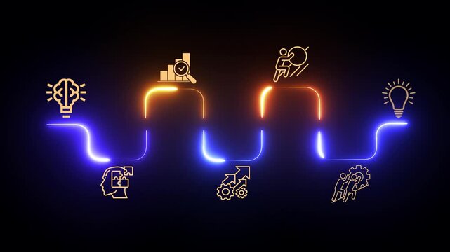 Work smart not hard concept. Blending both hard work with smart work and becoming efficiently effective. Increasing productivity performance.  Animation of smart work. 4k video. 
