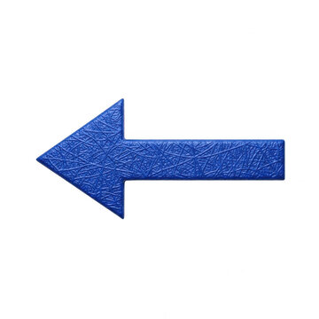 Blue glitter arrow pointing left icon isolated on transparent background