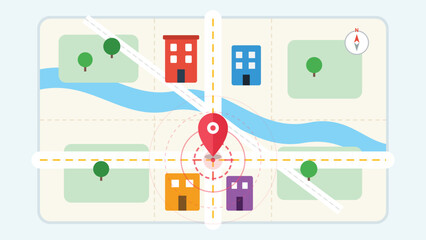 Fototapeta premium Gps map navigation with location pin and destination target