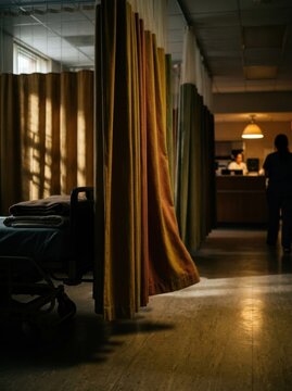 Hospital Patient Room Divides With Natural Sunlight Illuminating The Space