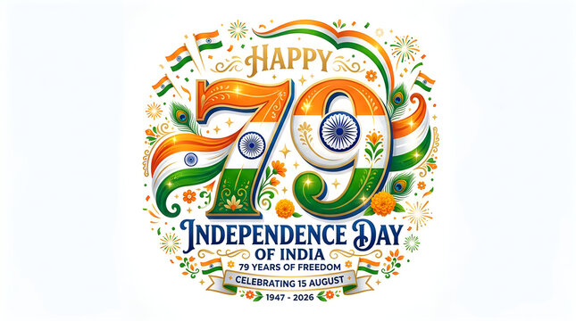 Happy 79th independence day of india celebration design