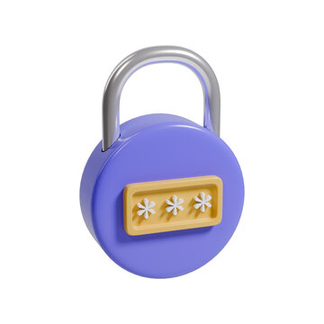 Perspective 3D Render Isolated Padlock Icon for Security and Protection Concepts