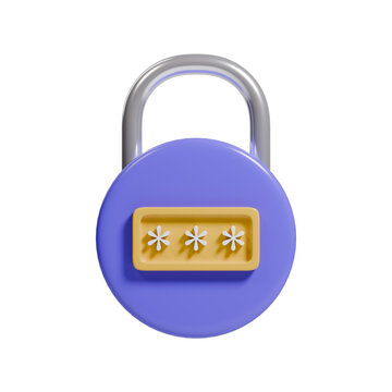 3D Render Isolated Padlock Icon for Security and Protection Concepts