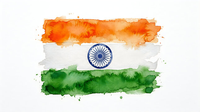 India flag painted with watercolor texture