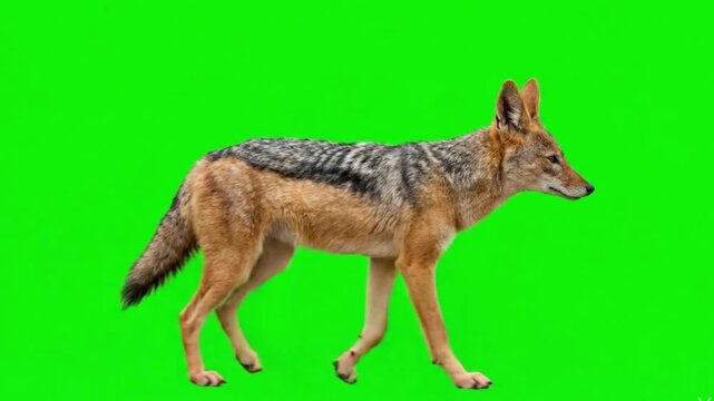Animal Video of Jackal are walking on the green screen background.