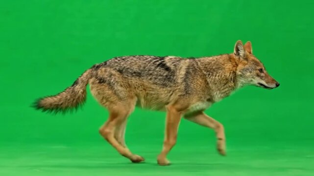 Animal Video of Jackal are running on the green screen background.