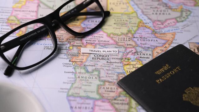 Planning a Trip to the Republic of the Congo on World Map Editorial