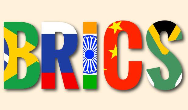 BRICS Summit 2026 Global Cooperation Concept with Member Nations Flags on Vintage Fabric Texture Background, International Trade, Diplomacy, Economic Partnership and Multilateral Development