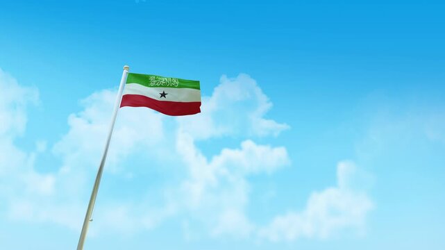 Somaliland Flag 3D Render Animation with Fighter Jets Formation in Blue Sky