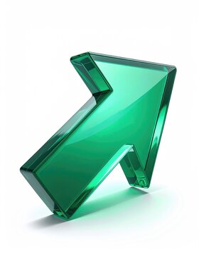 Translucent green arrow pointing upward and to the right