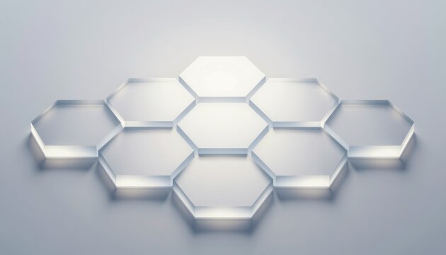 Abstract Transparent Glass Hexagonal Platform Structure