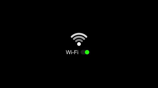 Wi-fi wave signal animation on a black background. 4k animation.