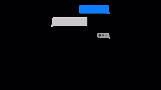 Message Typing Animation with Animated Chat Bubbles, Incoming Text Messages, Transparent Background, Alpha Channel Motion Graphic for Social Media and Messaging Videos in 4K
