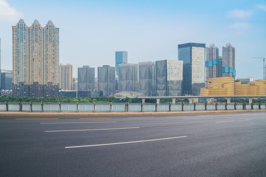 Skyline of Modern Urban Architecture and Expressway in Wuhan, Hubei Province, China