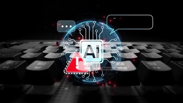 AI interface showing prompt error warning and system alert. AI prompt failure can lead to incorrect output or hallucination. Managing AI prompt error is crucial in safe AI deployment. Muxer
