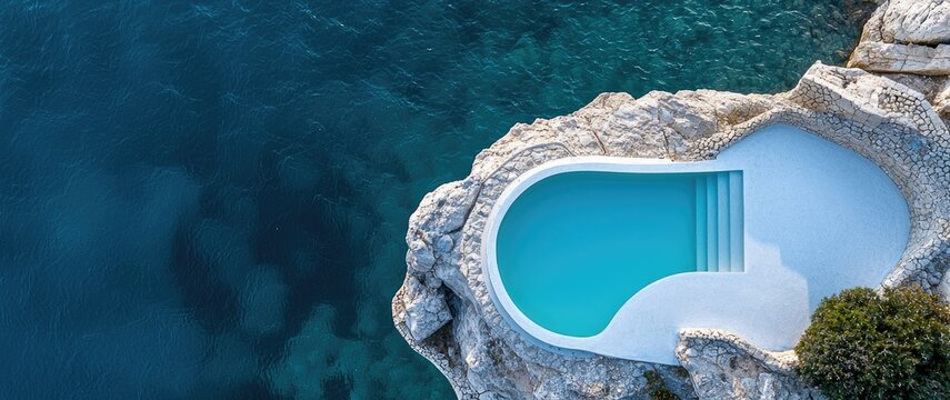 Secluded cliffside pool nestled in a coastal landscape.