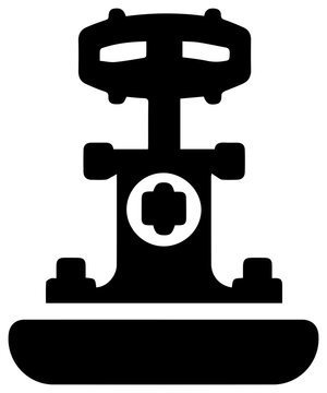 Solid black filled icon of an industrial wellhead control panel with control system depicts solid engineering extraction management technology