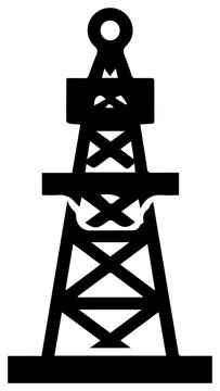 Solid black filled icon of a wireline logging tool with exploration technology equipment drilling industry resource graphic symbol mining with energy